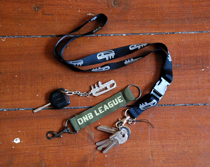 key holders, laynards | design: dnb league | black long, green short, metal 3D |