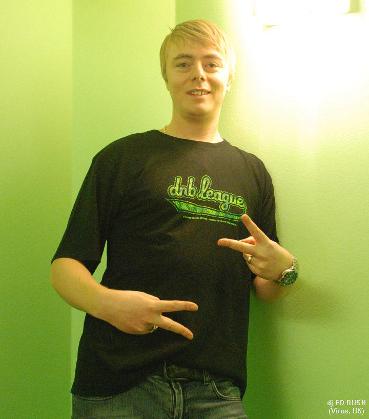dj ED RUSH (Virus, Uk) - DNB LEAGUE hemp t-shirt